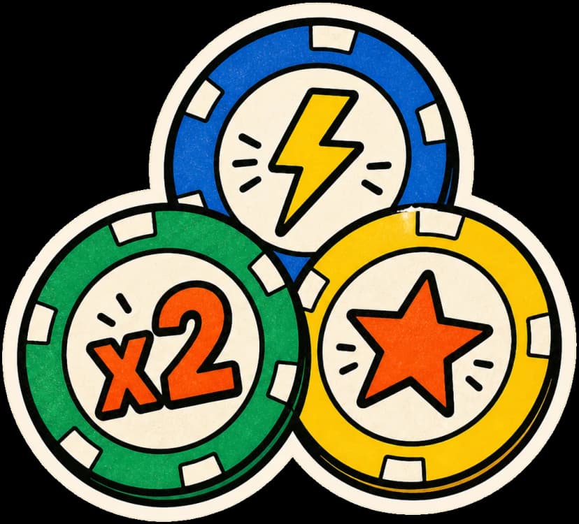 Power-up chips: bolt, x2, star